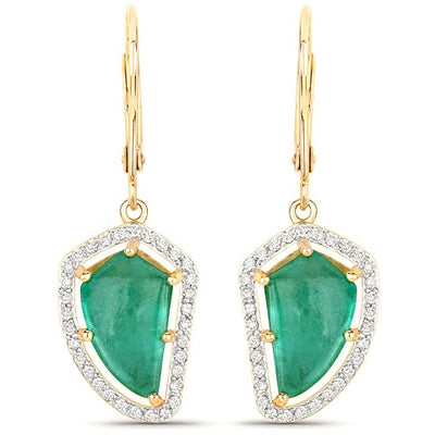 Colombian Emerald 14K Yellow Gold Earrings Style K