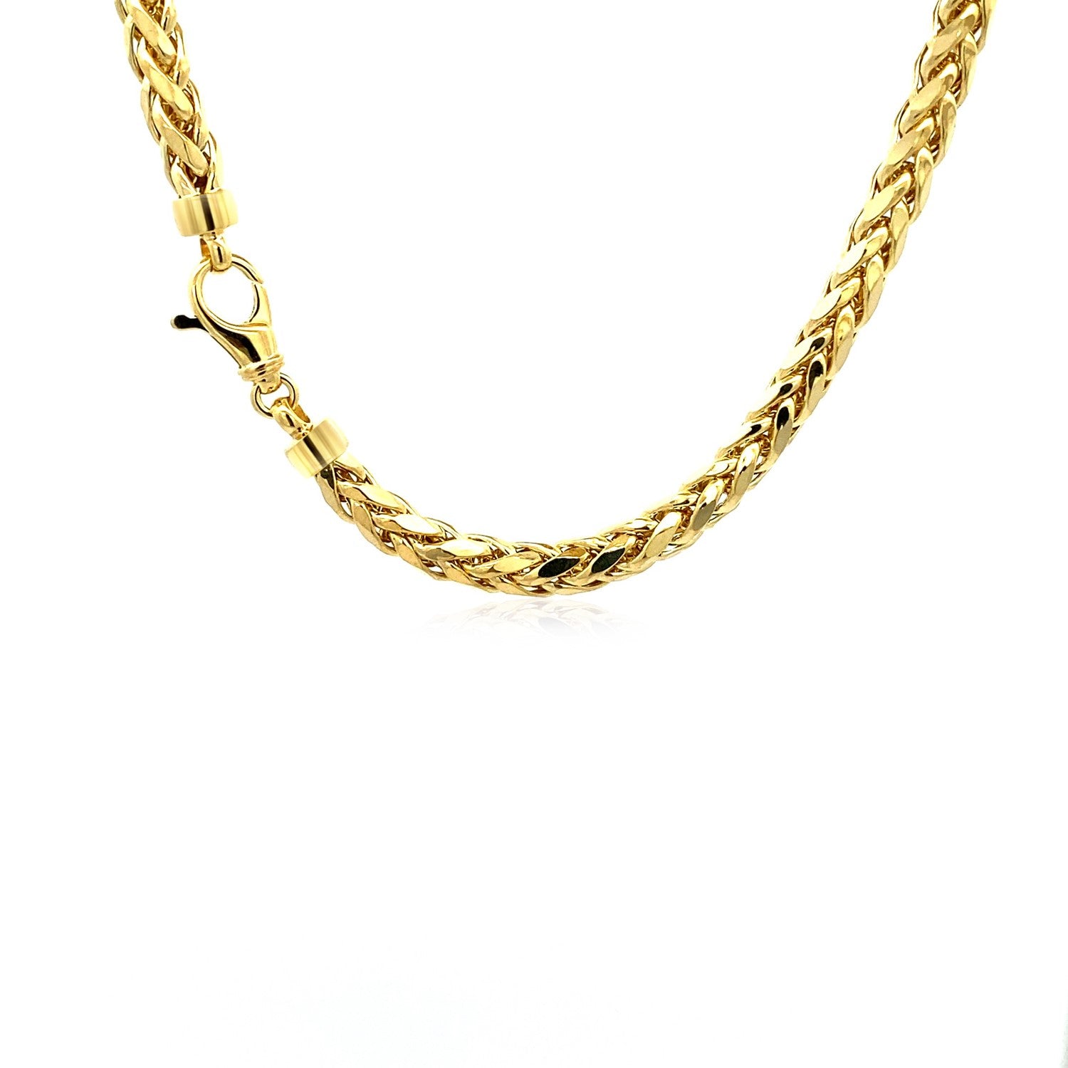 14k Yellow Gold Diamond Cut Round Franco Chain (5.30 mm) - Side View | BIJOLINA