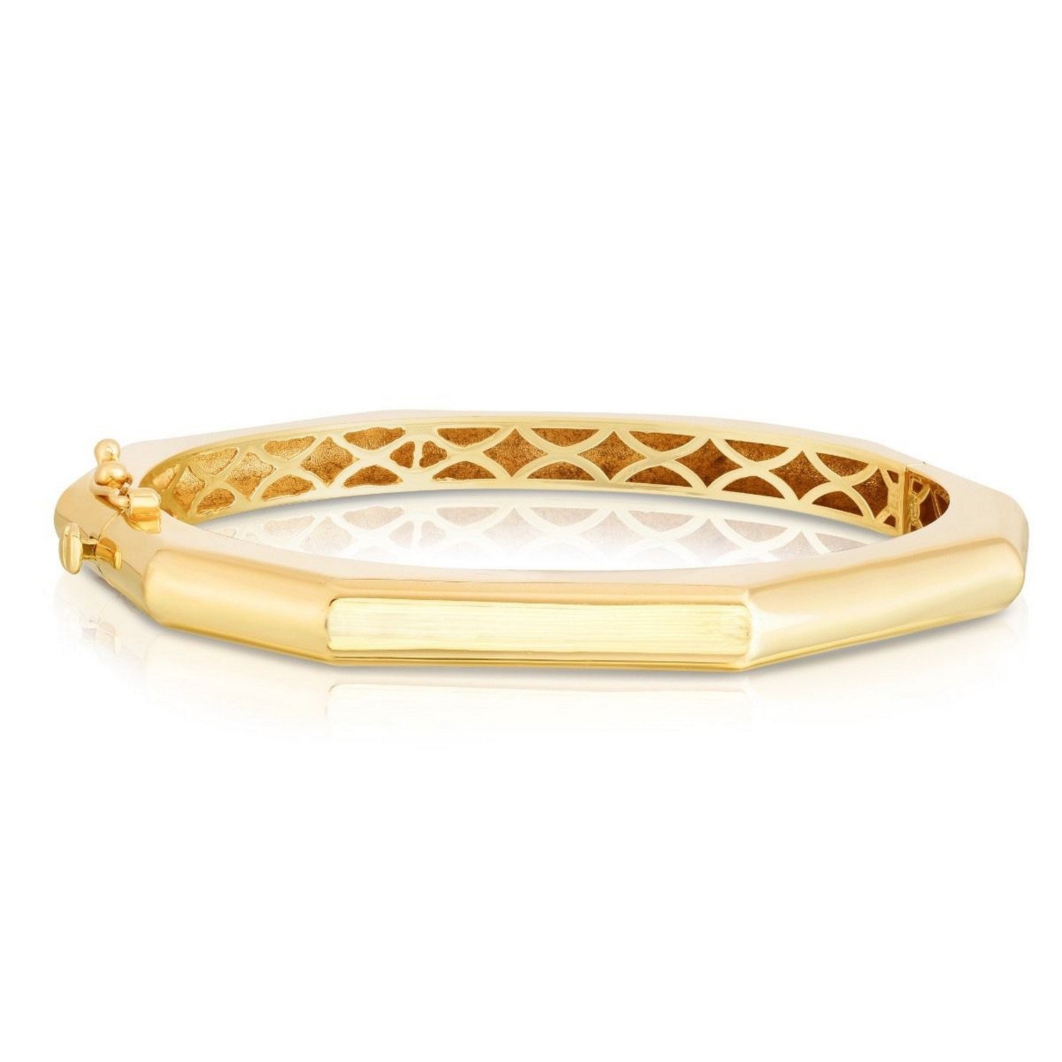 14K Yellow Gold High Polish Geometric Bangle