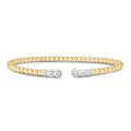 14K Two Tone Polish Diamond Pallina Open Beaded Cuff Bangle (3.00 mm) | BIJOLINA