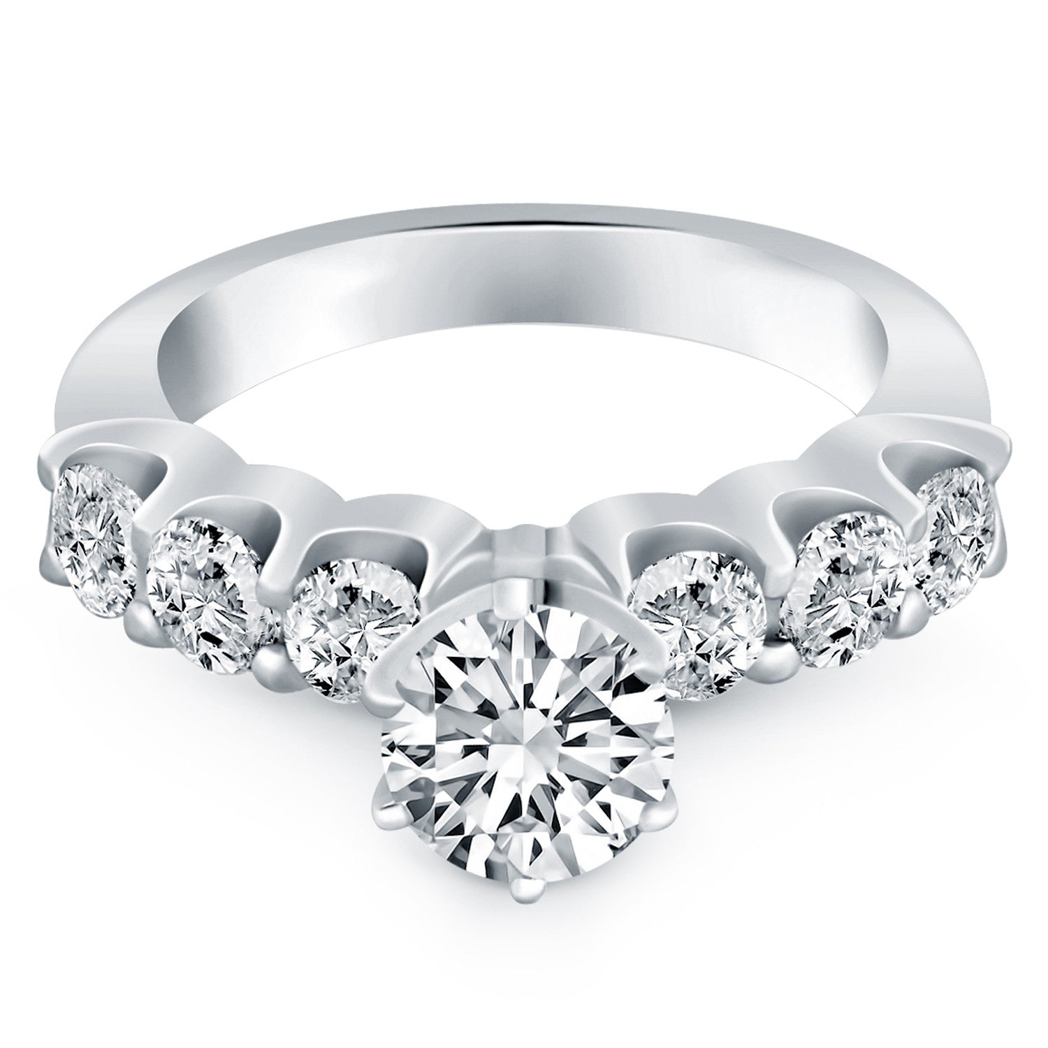 14k White Gold Shared Prong Diamond Engagement Ring | BIJOLINA