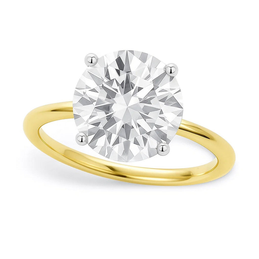 5 Carat Round Lab Grown IGI G/VS1 Diamond Solitaire Ring in 10K Yellow Gold | BIJOLINA