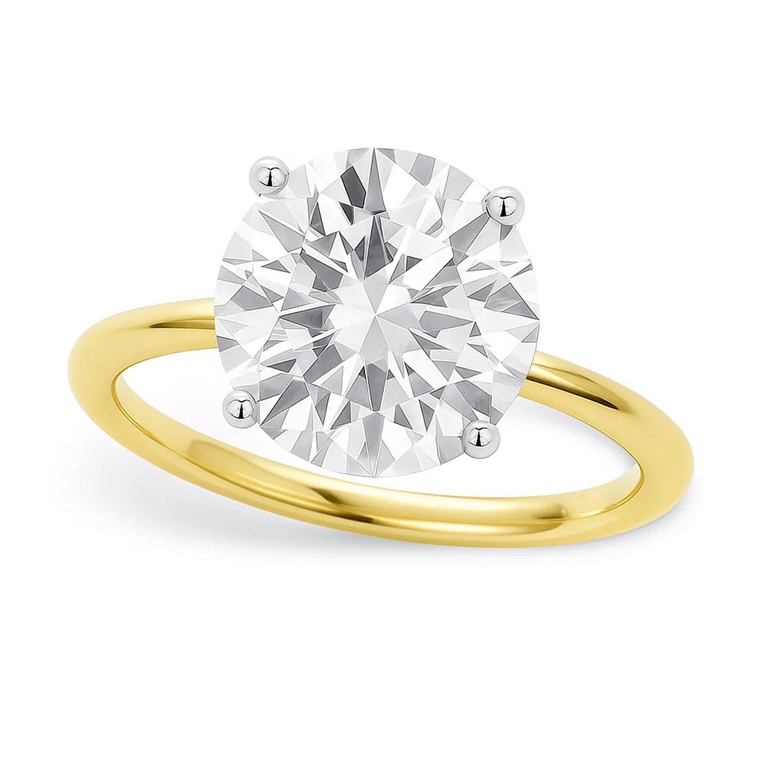 5 Carat Round Lab Grown IGI G/VS1 Diamond Solitaire Ring in 10K Yellow Gold | BIJOLINA