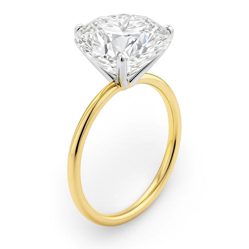5 Carat Round Lab Grown IGI G/VS1 Diamond Solitaire Ring in 10K Yellow Gold - Side View | BIJOLINA