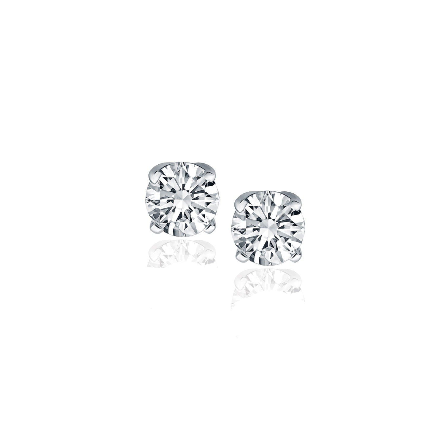 14k White Gold Diamond Four Prong Stud Earrings (1/2 cttw) | BIJOLINA