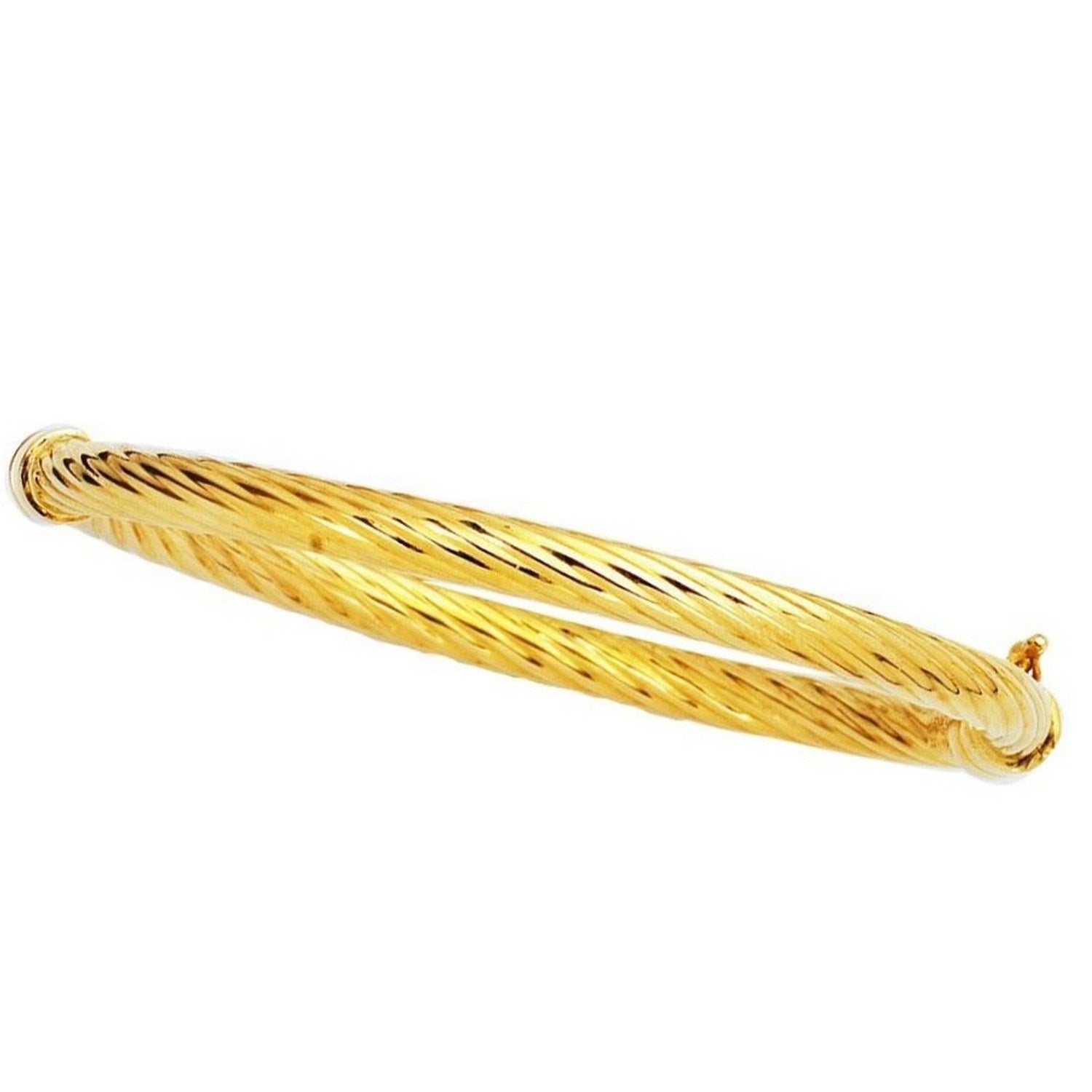 14k Yellow Gold Polished Cable Motif Bangle (5.00 mm) | BIJOLINA