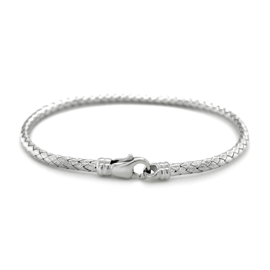 Fancy Weave Bangle in 14k White Gold (3.00 mm) | BIJOLINA