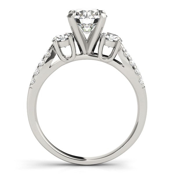 14k White Gold Split Shank 3 Stone Round Diamond Engagement Ring (2 cttw) - Side View | BIJOLINA