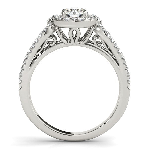 14k White Gold Diamond Engagement Ring with Teardrop Split Shank (7/8 cttw) - Side View | BIJOLINA