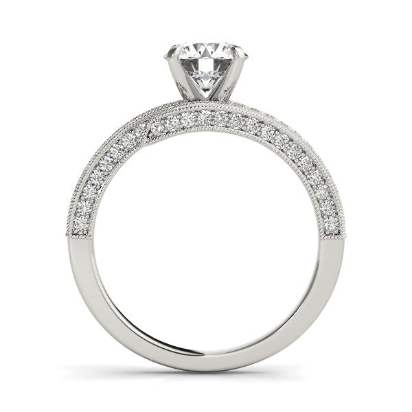 14K White Gold Round Diamond Bypass Style Engagement Ring