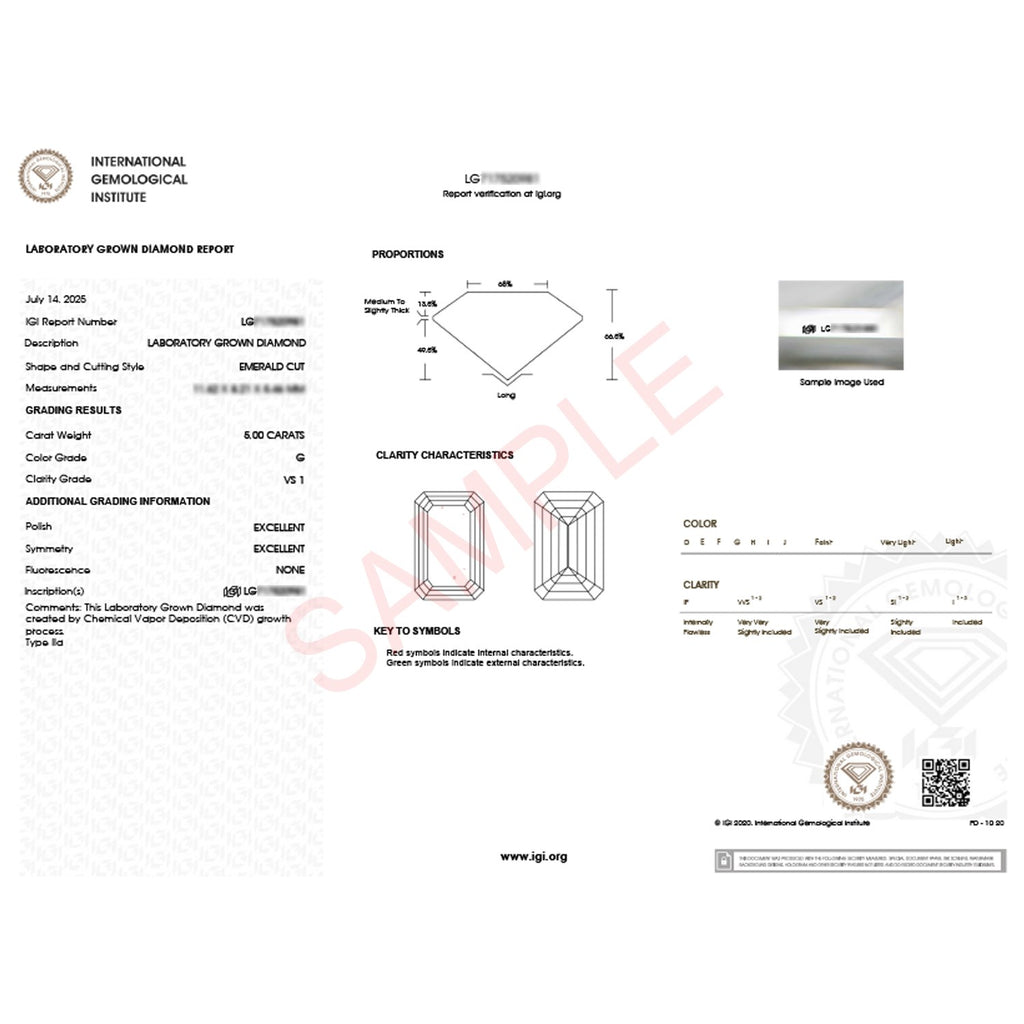 Emerald Diamond Solitaire Ring 14K White Gold