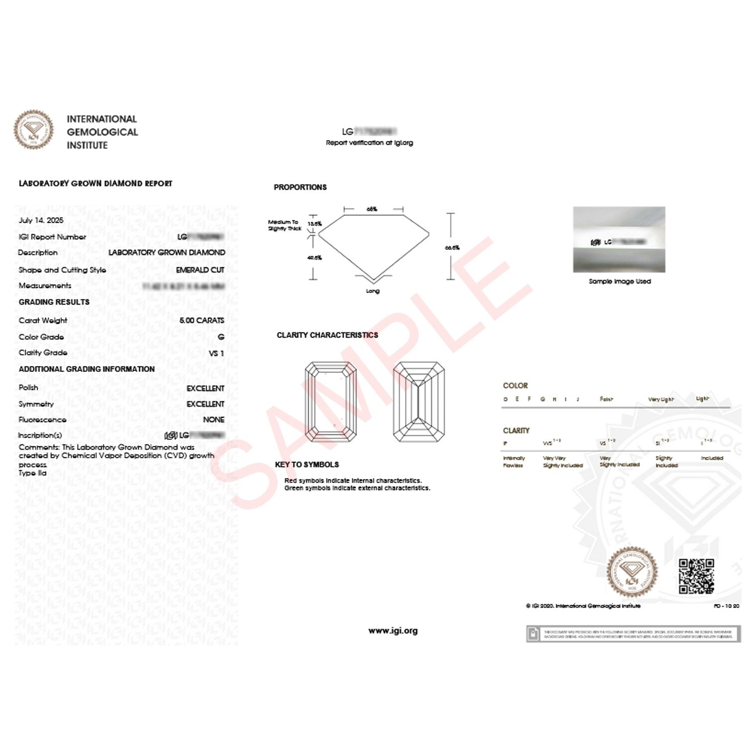 Emerald Diamond Solitaire Ring 14K White Gold