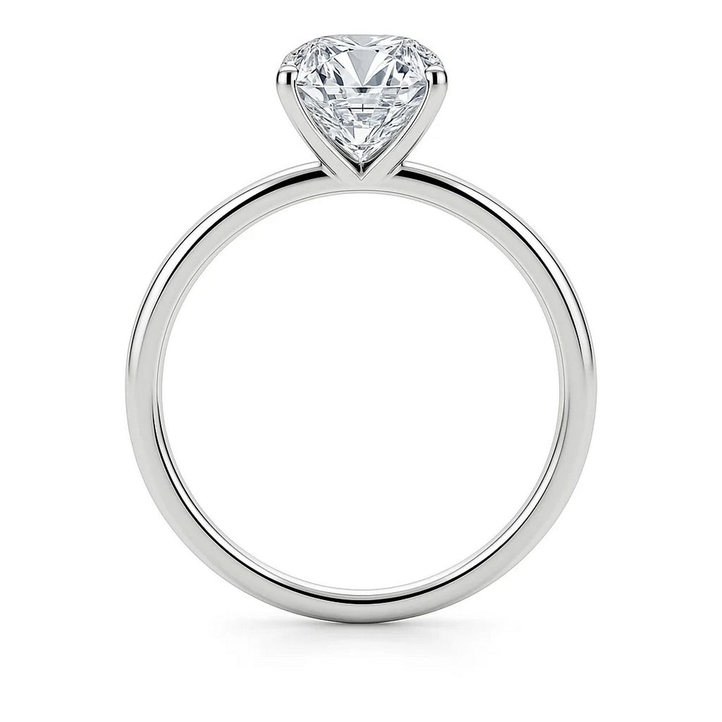 Emerald Diamond Solitaire Ring 14K White Gold