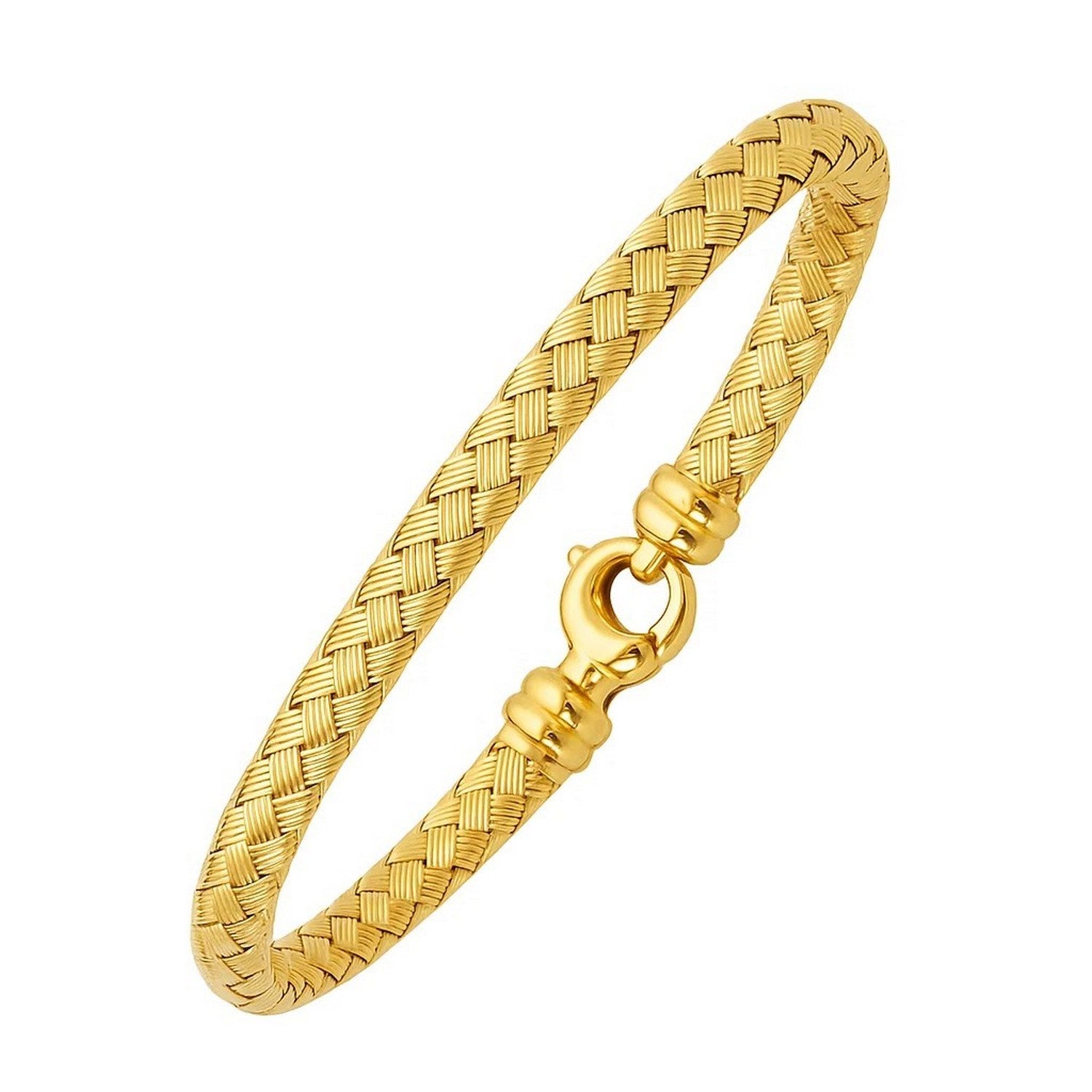 Fancy Weave Bangle in 14K Yellow Gold Style B