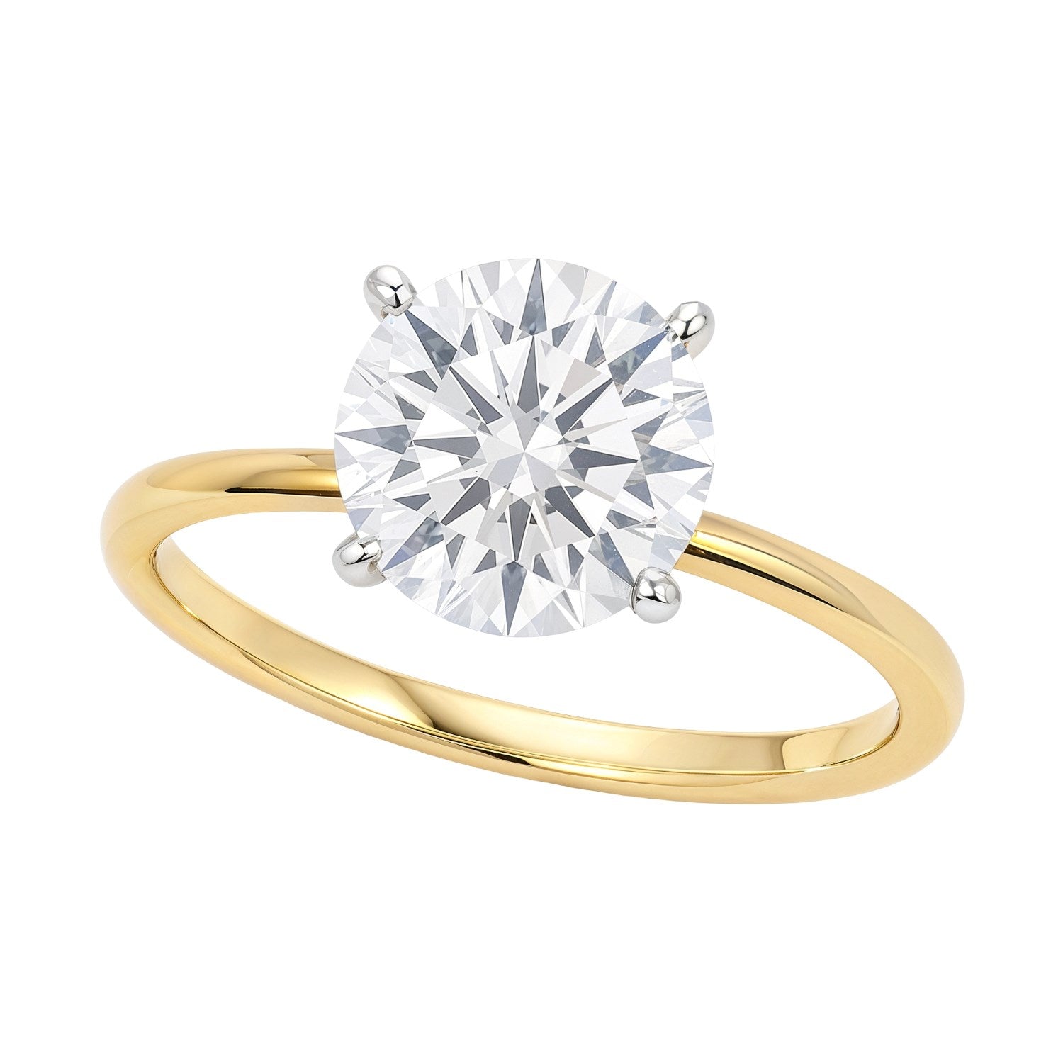 Round Diamond Solitaire Ring 14K Yellow Gold