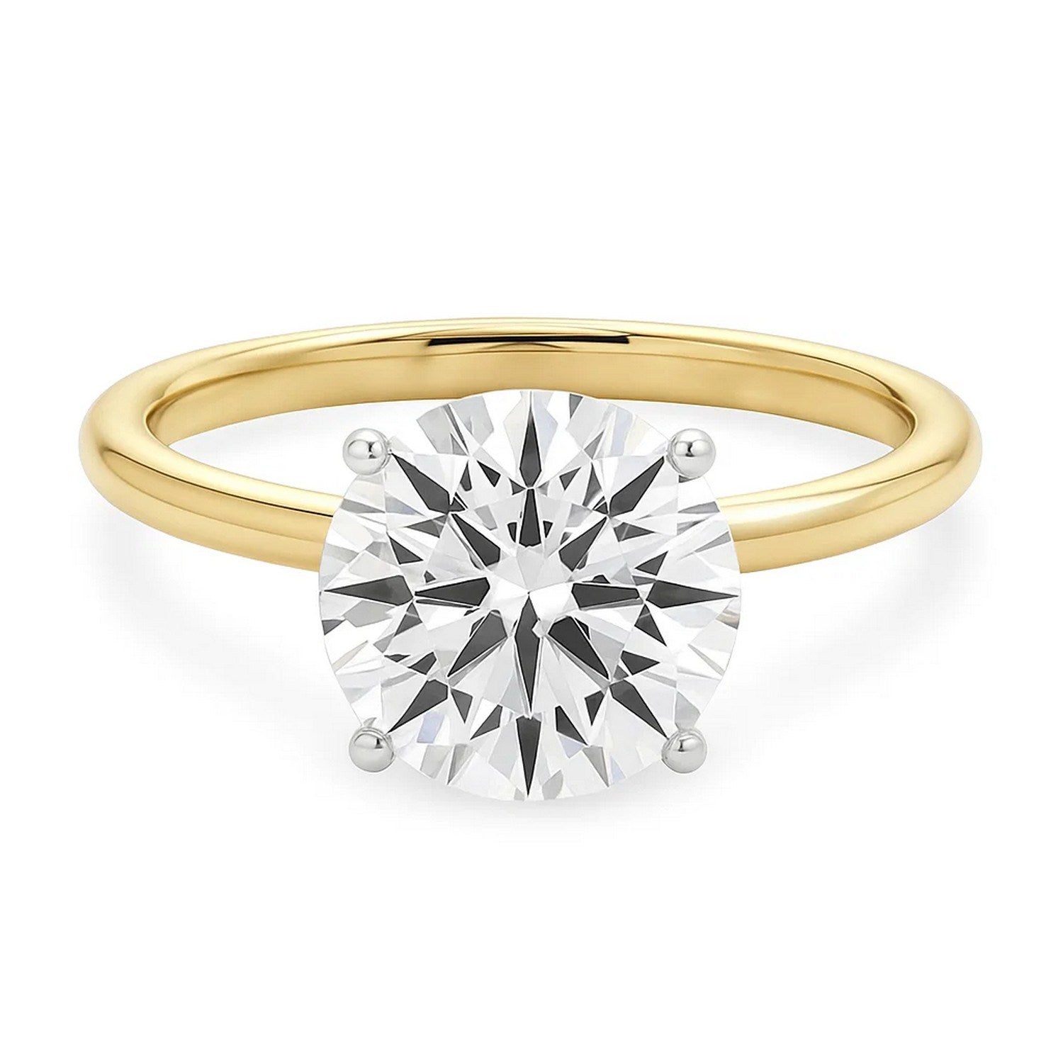 Round Diamond Solitaire Ring 14K Yellow Gold