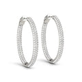 14K White Gold Diamond Hoop Double Sided Three Row Earrings