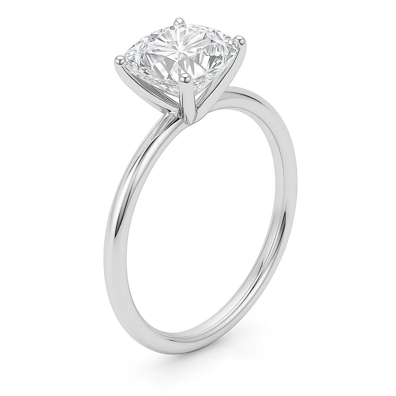 Cushion Diamond Solitaire Ring 14K White Gold