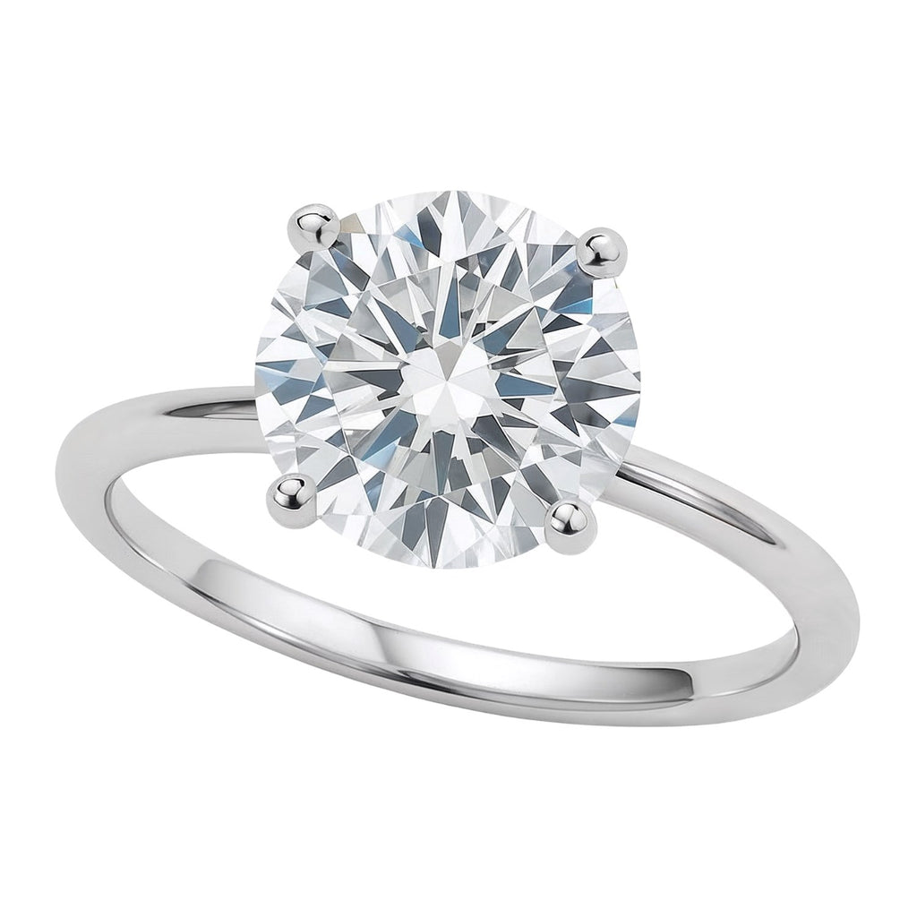 Round Diamond Solitaire Ring 14K White Gold