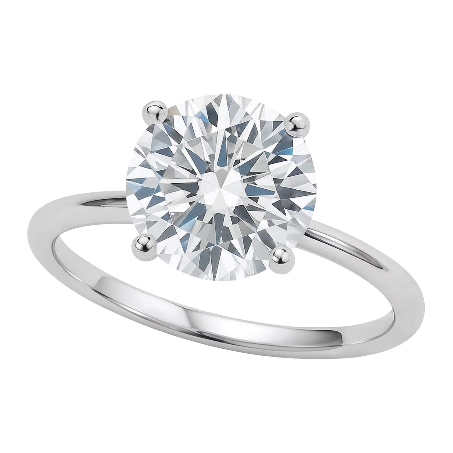 Round Diamond Solitaire Ring 14K White Gold
