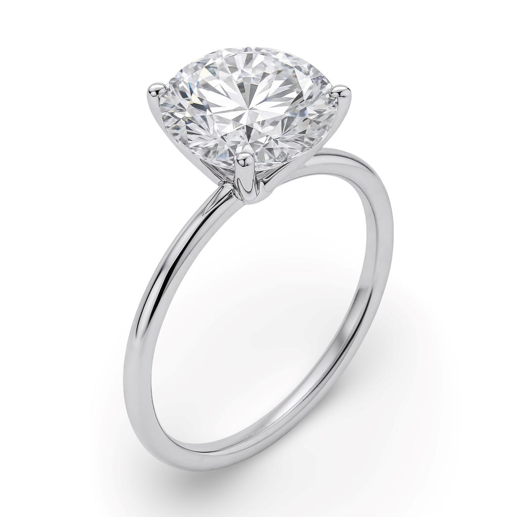 Round Diamond Solitaire Ring 14K White Gold
