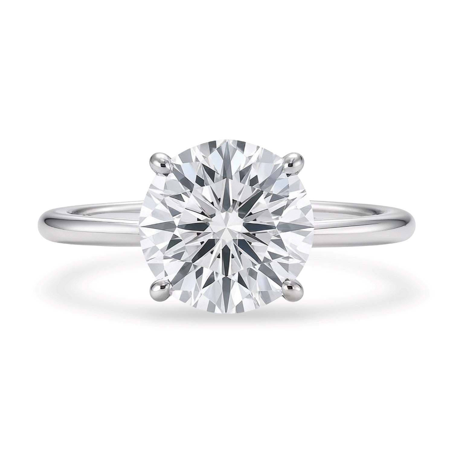 Round Diamond Solitaire Ring 14K White Gold