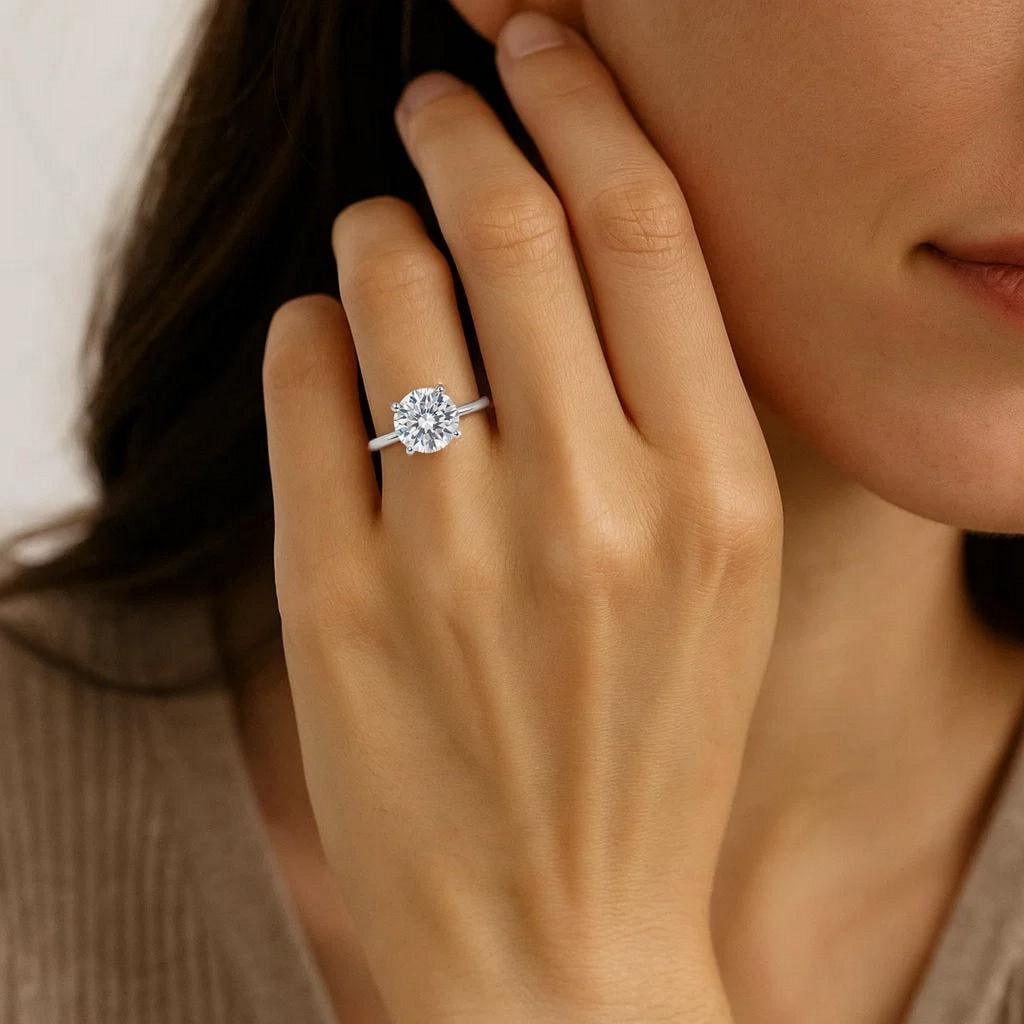 Round Diamond Solitaire Ring 14K White Gold