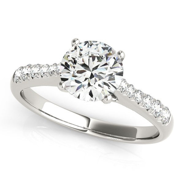 14K White Gold Round Cut Diamond Engagement Ring