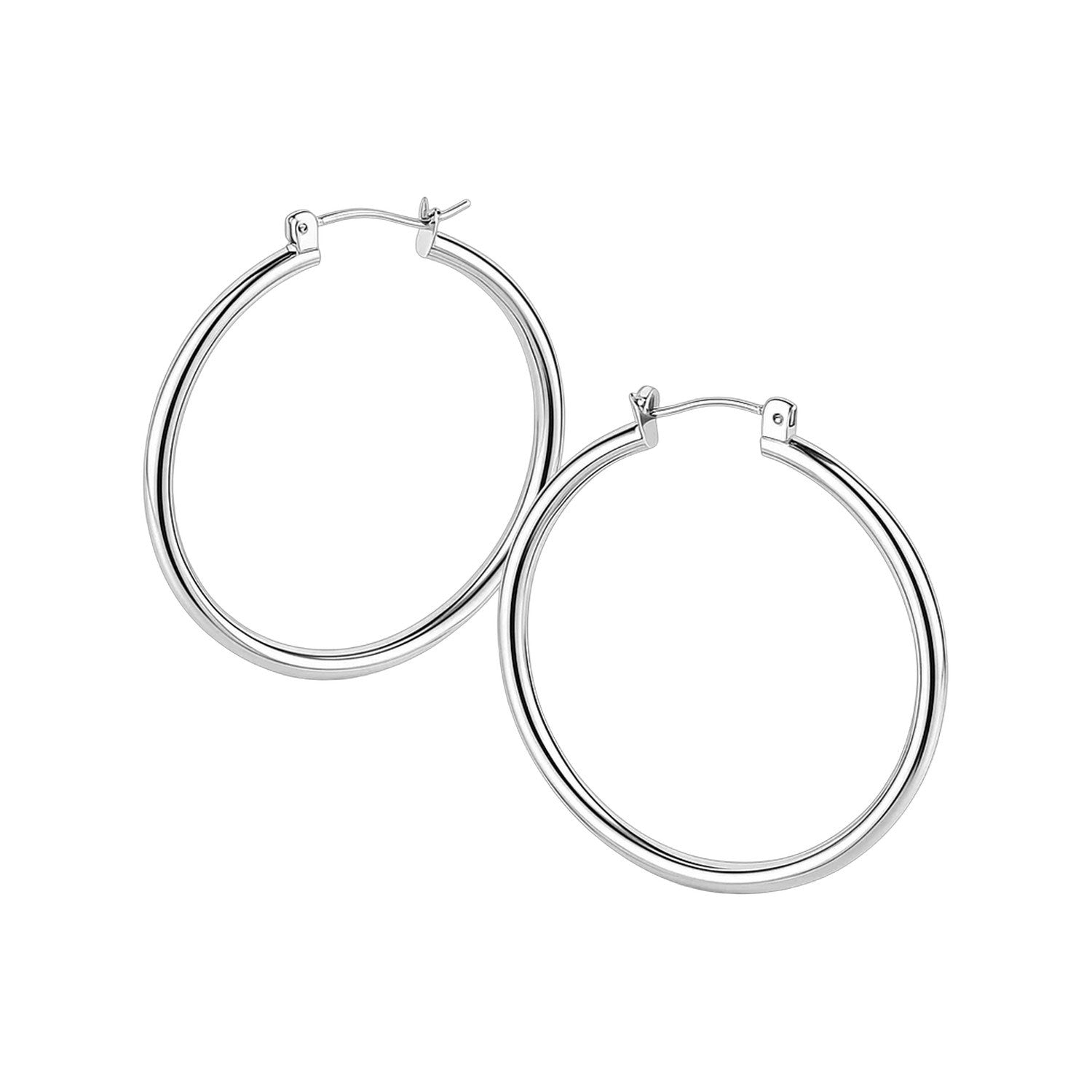 10K White Gold Polished Hoop Earrings (1.5g) | BIJOLINA
