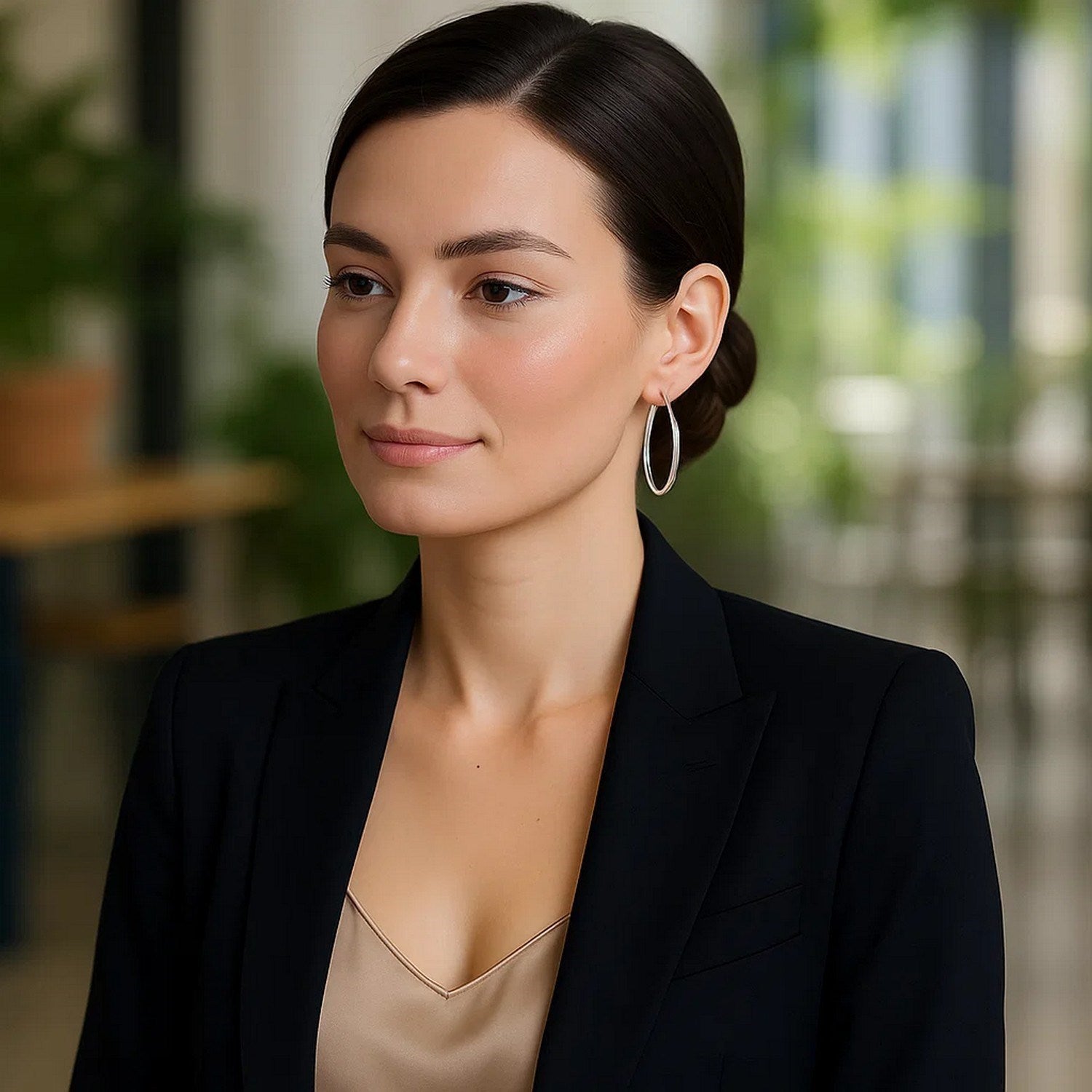 10K White Gold Polished Hoop Earrings (1.5g) | BIJOLINA