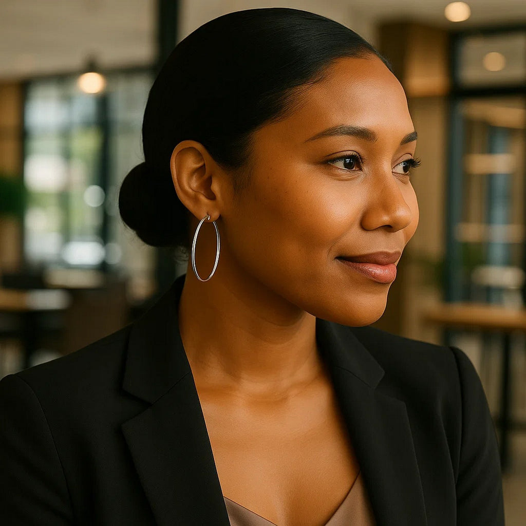 10K White Gold Polished Hoop Earrings (1.5g) | BIJOLINA