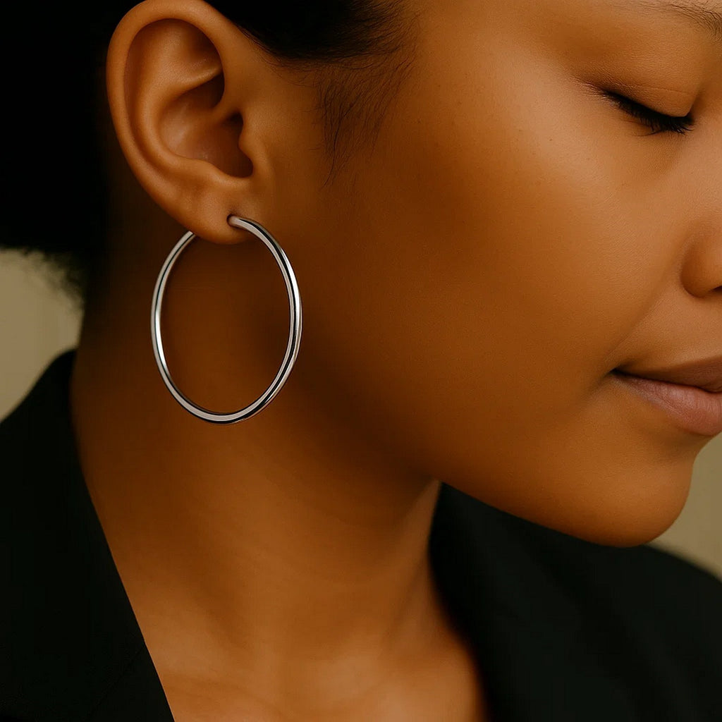 10K White Gold Polished Hoop Earrings (1.5g) | BIJOLINA