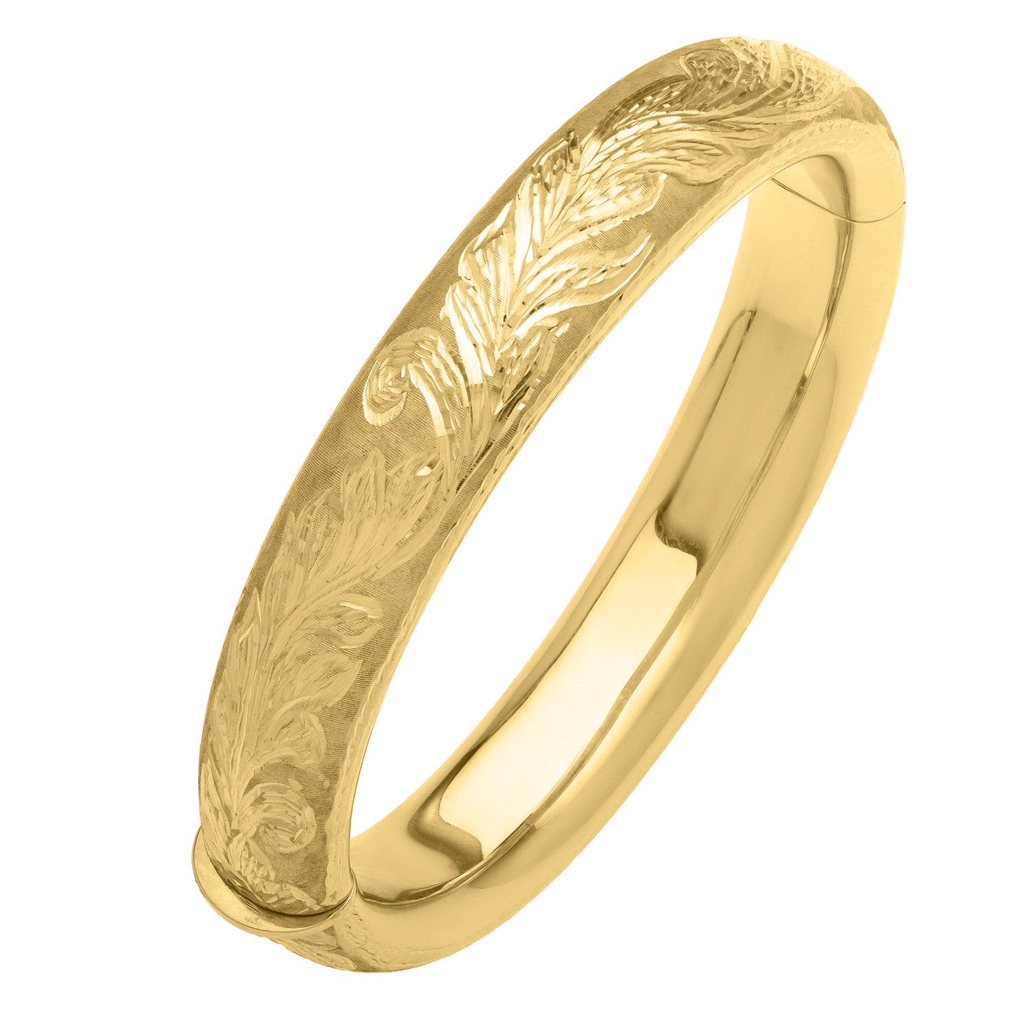 Engraved Large Bangle 14K Yellow Gold