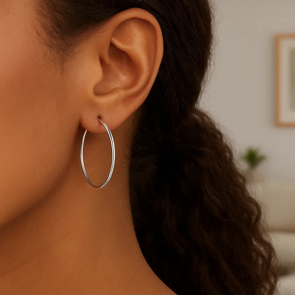 10K White Gold Polished Hoop Earrings (2.00 mm) | BIJOLINA