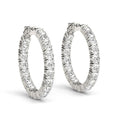 14K White Gold Two Sided Prong Set Diamond Hoop Earrings (3 1/2 CT TW)