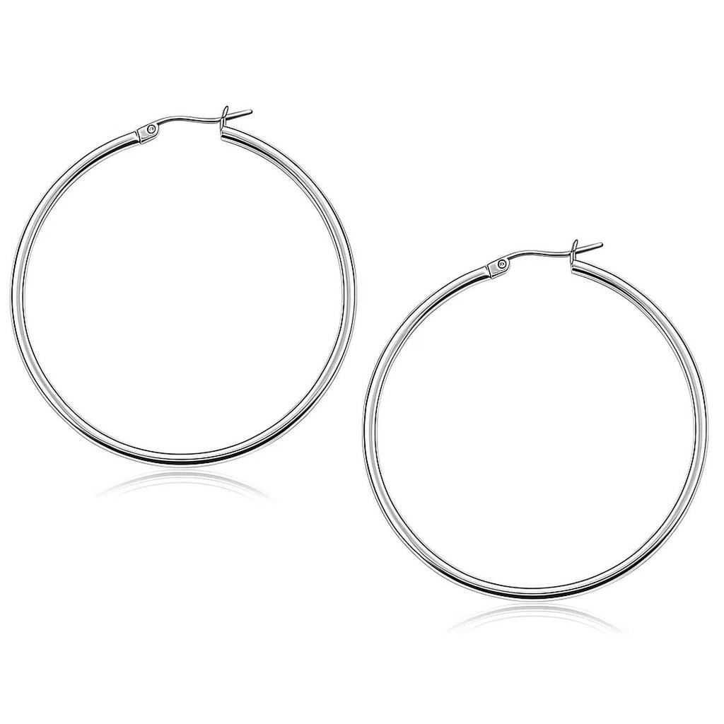 10K White Gold Polished Hoop Earrings (2.54g) | BIJOLINA