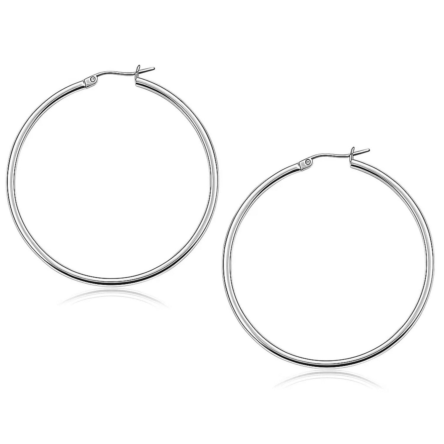 10K White Gold Polished Hoop Earrings (2.54g) | BIJOLINA