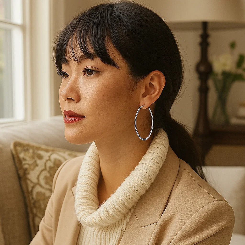 10K White Gold Polished Hoop Earrings (2.54g) | BIJOLINA