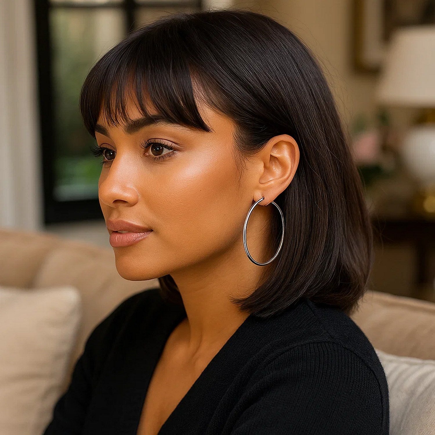 10K White Gold Polished Hoop Earrings (2.54g) | BIJOLINA