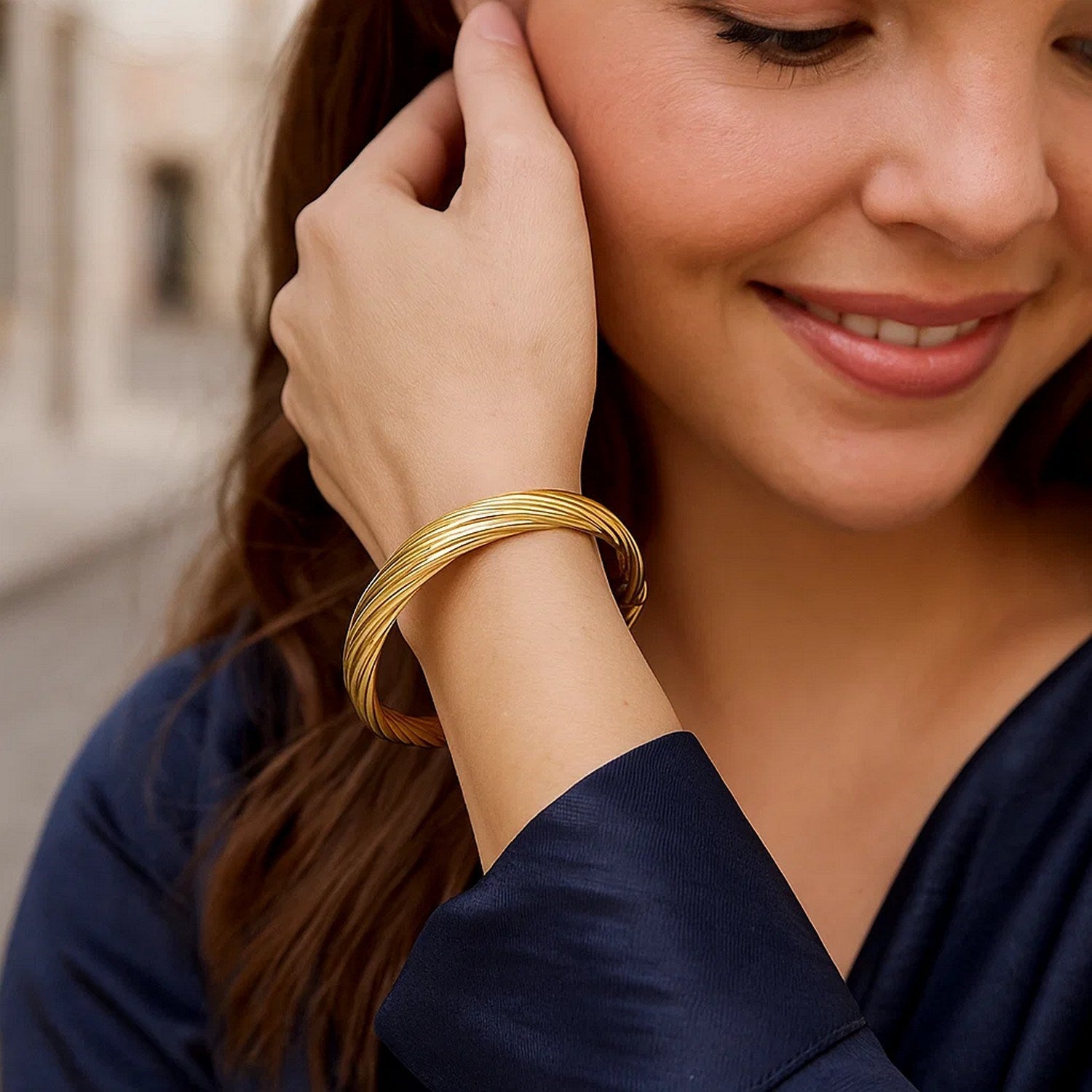 14K Yellow Gold Twist Bangle