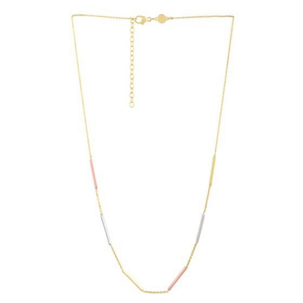 10K Tri Tone Gold Stationed Bar Necklace | BIJOLINA