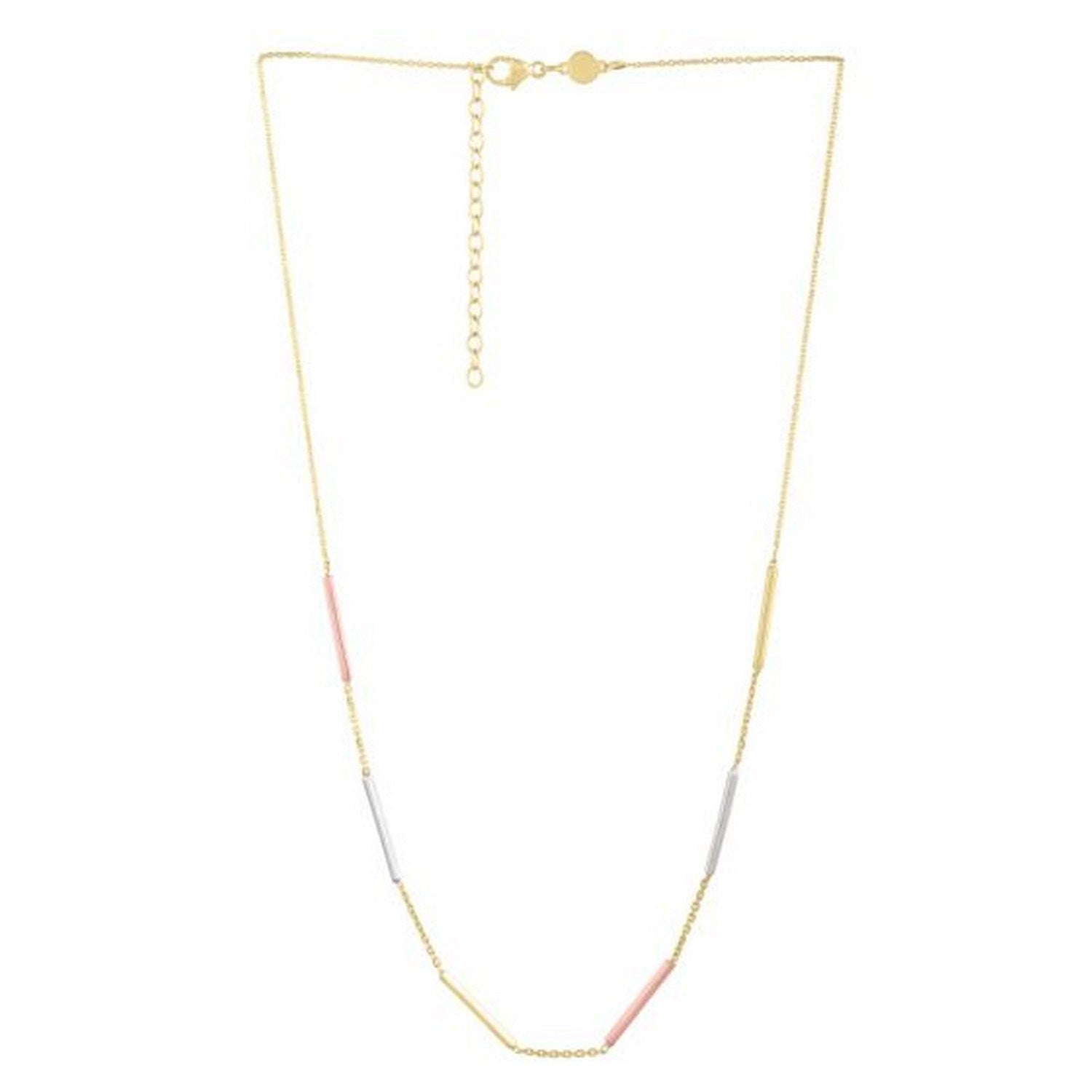 10K Tri Tone Gold Stationed Bar Necklace | BIJOLINA