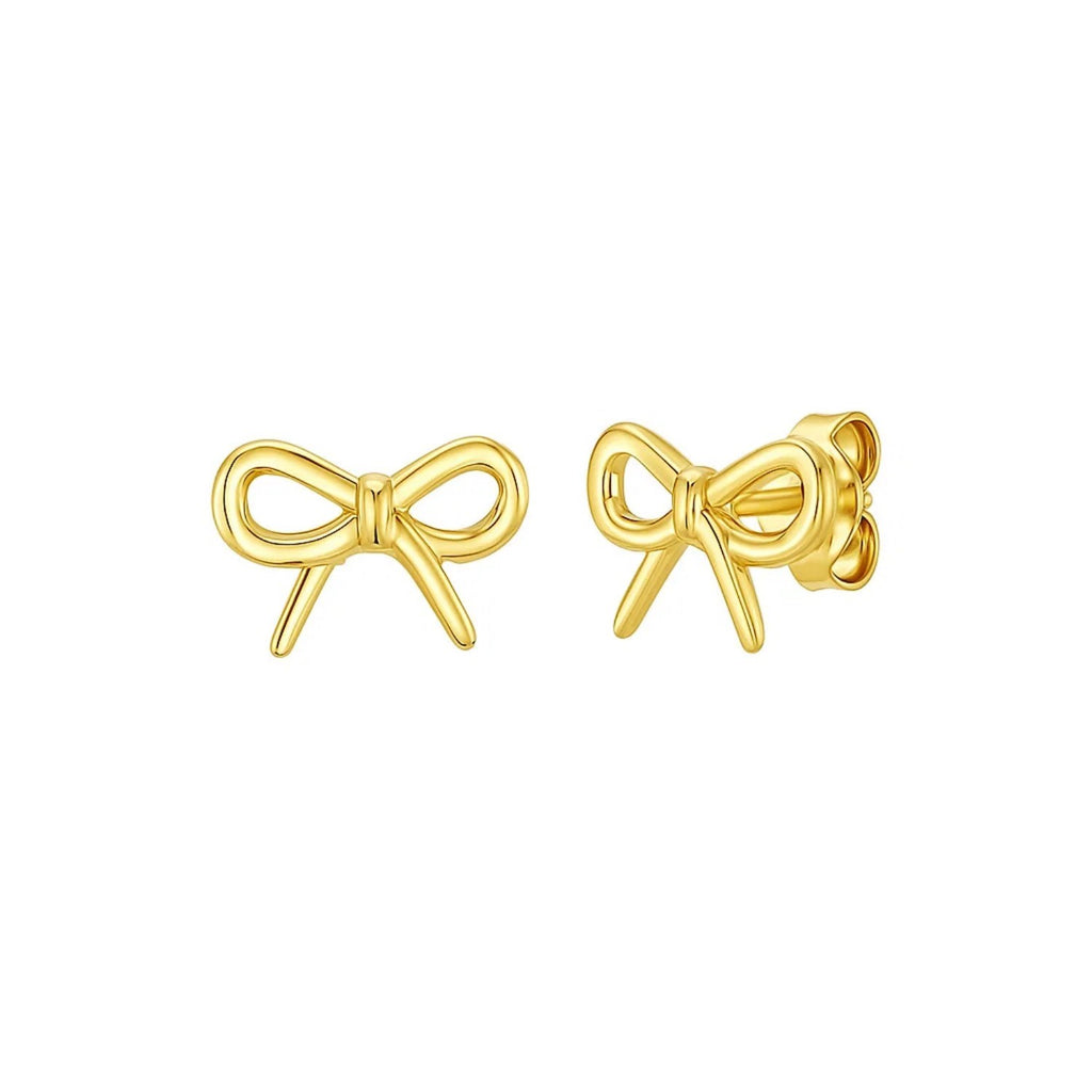 14K Yellow Gold Polished Bow Stud Earrings