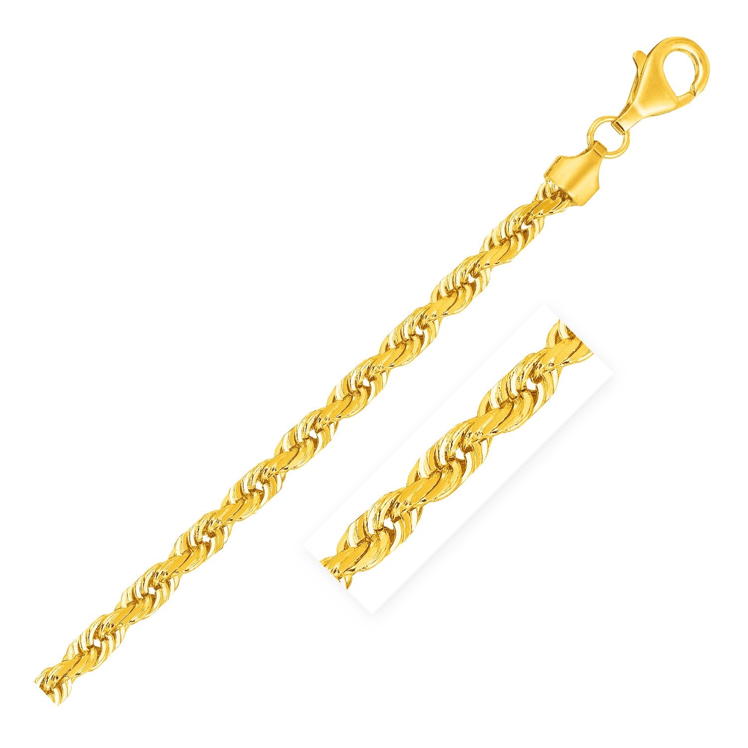 14K Yellow Gold Solid Diamond Cut Rope Chain Style I