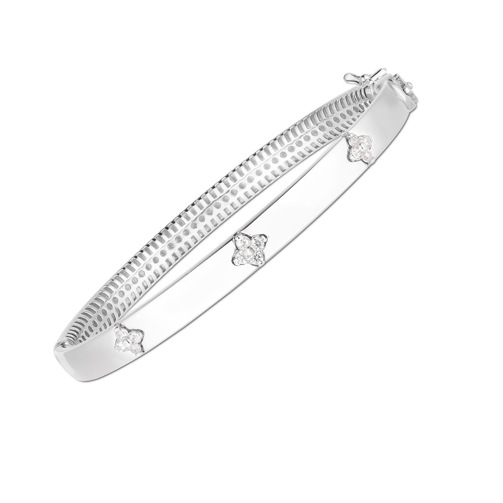 14K White Gold Trilogy Diamond Bangle