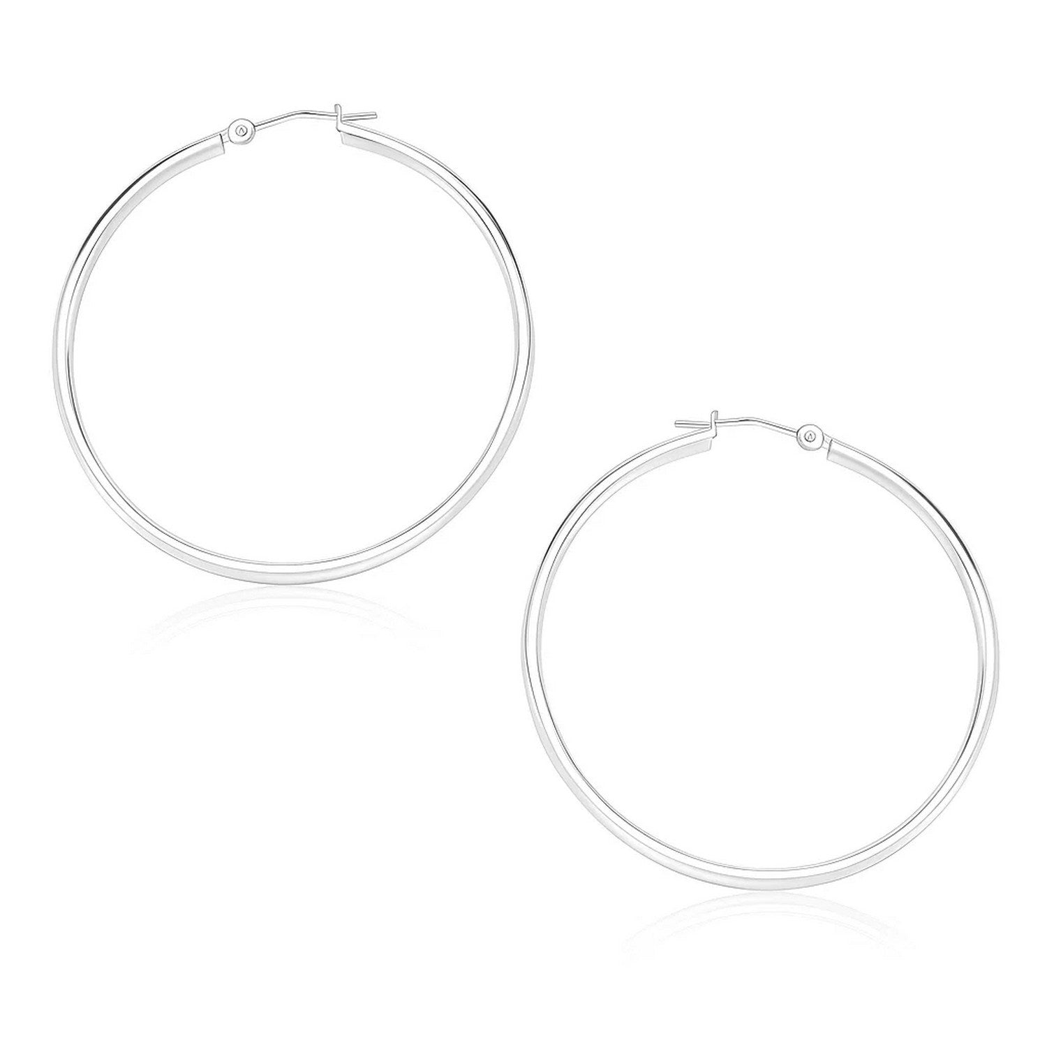 10K White Gold Polished Hoop Earrings (1.2g) | BIJOLINA
