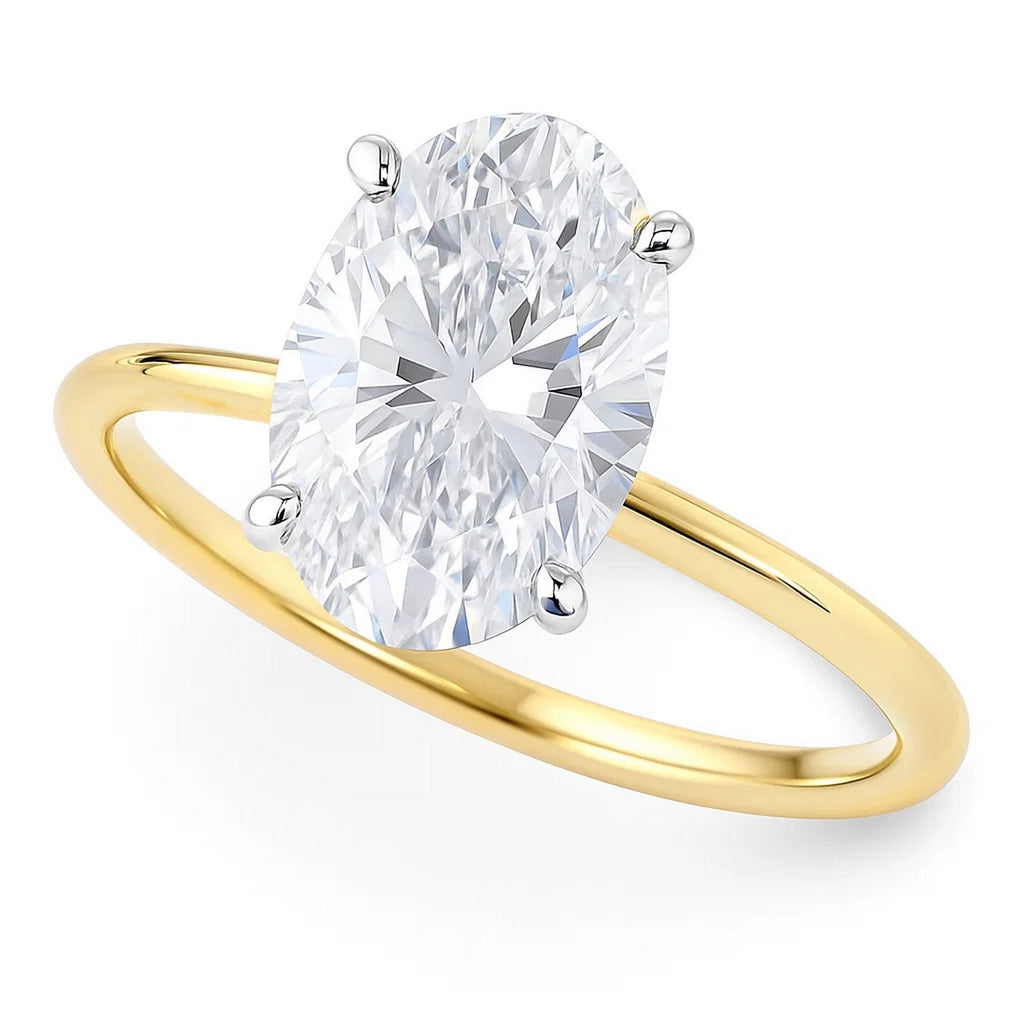 Oval Lab Grown Igi G/vs1 Diamond Solitaire Ring in 14K Yellow Gold Style B