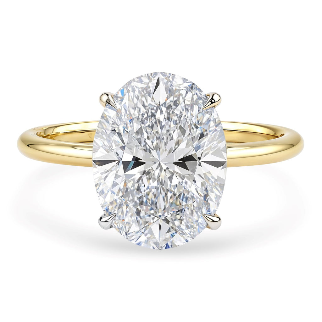 Oval Lab Grown Igi G/vs1 Diamond Solitaire Ring in 14K Yellow Gold Style B