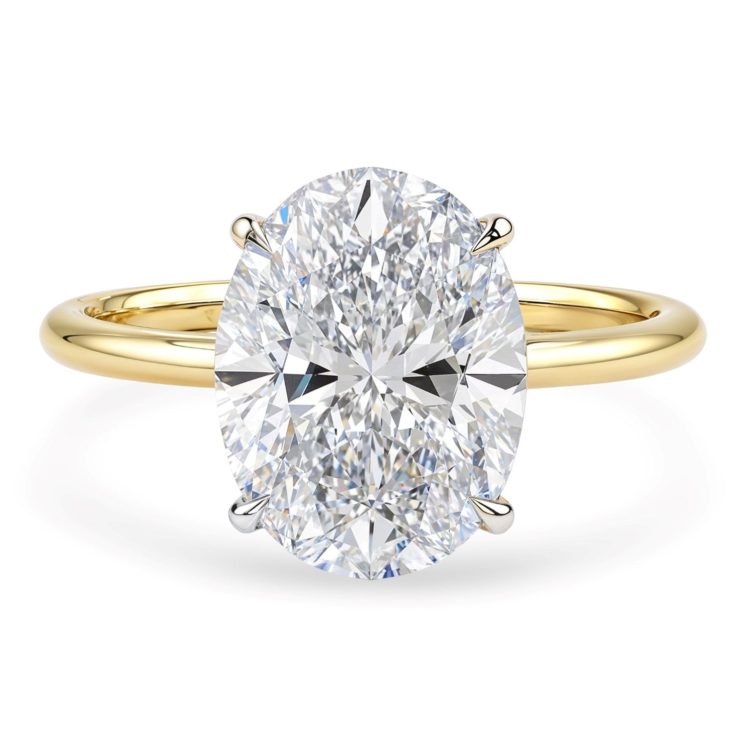 Oval Lab Grown Igi G/vs1 Diamond Solitaire Ring in 14K Yellow Gold Style B