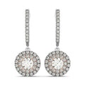 14K White and Rose Gold Drop Diamond Earrings with a Halo Design (3/4 CT TW) | BIJOLINA